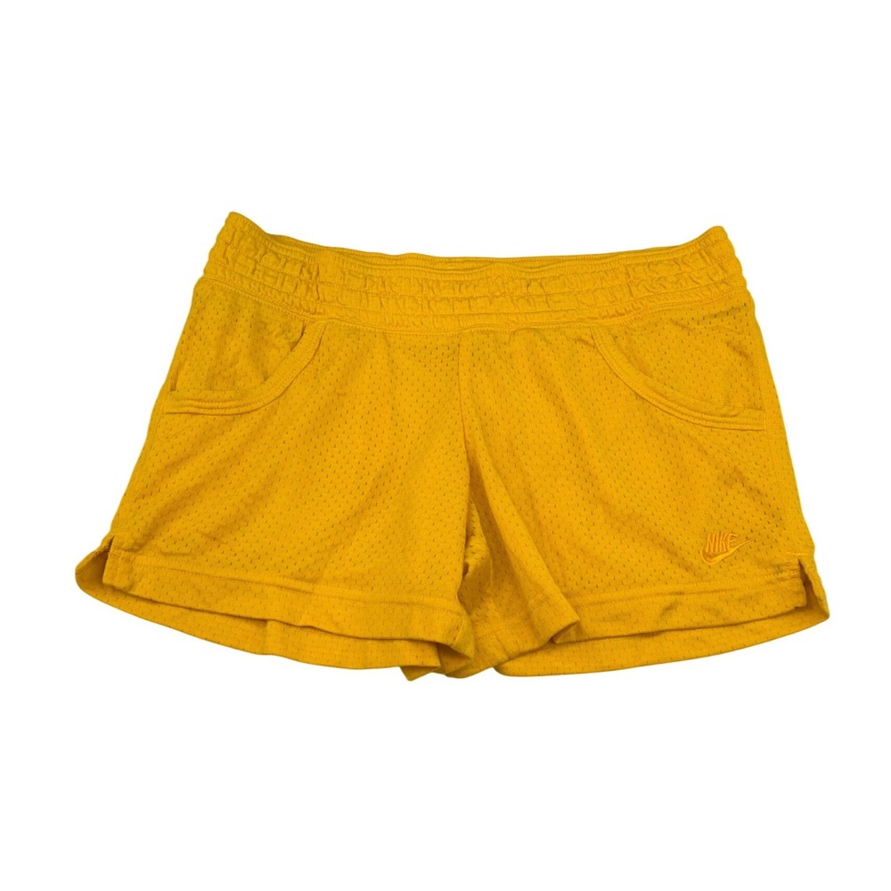 Nike Womens Y2K Micro Mesh Athletic Shorts Small Yellow Sportswear Activewear